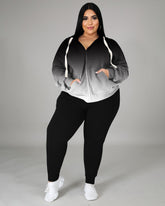 Women's Plus Size Gradient Color Hoodie Set