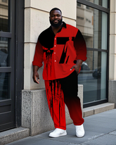 Big Guy's Street Style Skull 7 Bold Printed Outdoor long Sleeve Shirt Pants Set