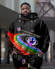 Men's Plus Size Starry Sky Rainbow Hoodie Set of Two