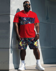 Street Casual Splash Ink Patchwork Printed Large Men's Suit