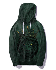 Men's Big and Tall Casual Hip Hop Green Lion Hoodie Two Piece Set