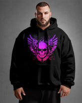 Cotton Material-Romantic Powder Skull Big Men's Loose Hoodie