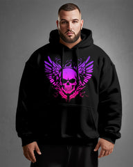 Cotton Material-Romantic Powder Skull Big Men's Loose Hoodie