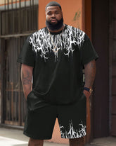 Street Hip Hop Electric Shock Metallic Print Big Men's Set