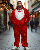 Men's Santa Claus Beard Cosplay Big & Tall Hoodie Sweatpants 2-Piece Set