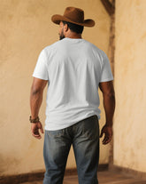 Men's Plus Size White Western Animal V-Neck Short Sleeve Tee