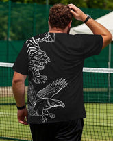 Men's Plus Size Black Game Chest Print Round Neck Short Sleeve T-shirt