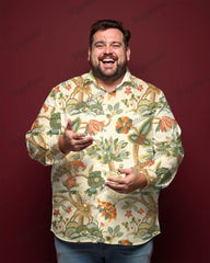 Apricot Vintage Garden Long Sleeve Shirt Men's Plus Size