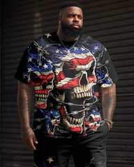 Independence Day Flag Skull Print Large Men's Suit
