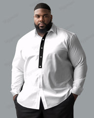Men's Big & Tall Simple Stitching Cotton Long Sleeve Shirt