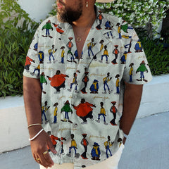 Plus Size Vintage Men's Hip-Hop Element Shirt