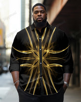 Men's Daily Casual Golden Light Print Plus Size Levers Long Sleeve Shirt