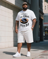 Big Man's Daily Leisure God With You Short Sleeve T-shirt Shorts Suit