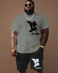 Street Casual Flying Eagle Letter Print Large Men's Suit