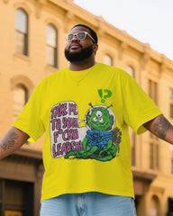 Plus Size Man Took Me To Your Boss Creative Printed T-shirt Denim Pants Suit