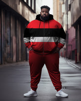 Men's Plus Size Color Blocked Jogger Activewear Two Piece Set