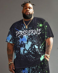 Street Hip Hop Colorful Letter Print Large Men's Set