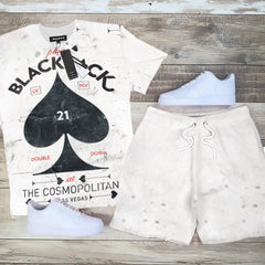 Men's Plus Size Spades Casual Short Sleeve Shorts Set