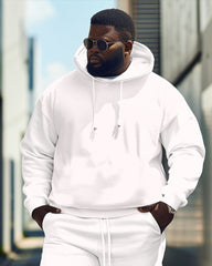 All-Match White Hoodie Shorts Two-Piece Men's Plus Size
