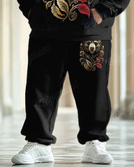 Men's Classical Luxury Bear Pattern Big and Tall Hoodie Set