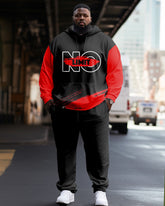 Men's Big & Tall Casual Hip Hop No Limit  Black Graphic Hoodie Two-Piece Set