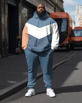 Men's Athletic Jogger Color Block Graffiti Long Sleeve Hoodie Set