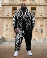 Men's Plus Size Necromancer Skull Printed Hoodie Suit