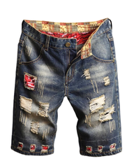 Size 28-48 Distressed Ripped Flanged Denim Cropped Shorts