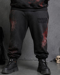 Big & Tall Men's “Dark Bloodstain” PROBLEM SOLVED Gothic Letter Print Hoodie Set