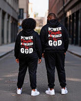 Big & Tall Couples "Power Couple Powered By God" Faith Theme Printed Hoodie Set