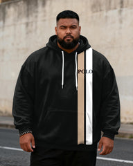 Big & Tall Men's Black And Red Colorblock Stripe-Print Hoodie