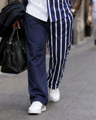 Big & Tall Men's Shark-stripe Paneling Prints Long Sleeve Shirt Pants Set