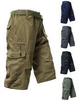 M-5XL Summer Cotton Thin Tooling Loose Straight Mid-length Pants