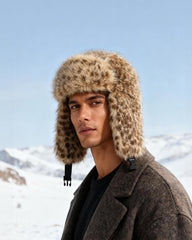 Leopard-Print Plush Ear Warmer Hat