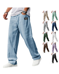 S-5XL Men's Casual Cotton Linen Loose Straight Pants