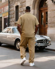 Big & Tall Men's Retro Sports Striped Printed Short Sleeve Shirt Pants Set