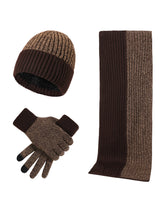 Autumn And Winter New Color Matching Knitted Hat Thickened Scarf Gloves Three-piece Set