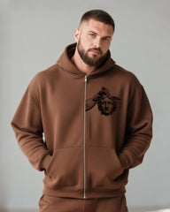 Big & Tall Men's Vintage Medusa Head Print Cardigan Hoodie