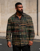 Big & Tall Men's Vintage Line Art Print Long Sleeve Shirt