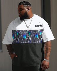 Casual Simple Colorblock Letter Print Men's Large Suit