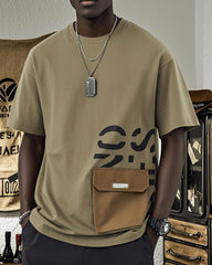 Big & Tall Men's Geometric Print Pocket Short Sleeve Cotton T-shirt M-5XL