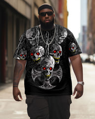 Men's Plus Size Viking Day Skull Short Sleeve Crew Neck T-Shirt