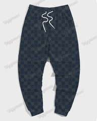 Men's Casual Blue Pattern Letter Print Big Size Hoodie Set