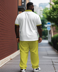 Geometric Jacquard Jacquard Casual Polo Shirt Trousers Suit Men's Plus Size