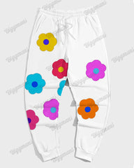 Men's Colorful Flowers Print Plus Size Hoodie Suit