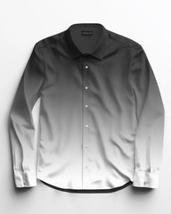 Simple Dark Gray Gradient Long Sleeve Lapel Shirt 2 Piece Set Men's Plus Size