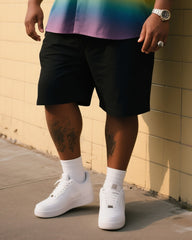 Big Men's Rainbow Gradient Short Sleeve Shirt Shorts Suit