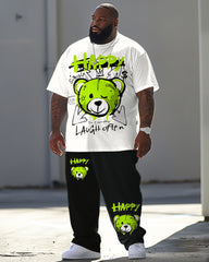 Men's Big & Tall Trendy Printed T-shirt Trousers Set