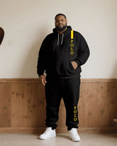 Big & Tall Men Fall/Winter Joker Black Shoulder Letter Personality Printed Hoodie Suit