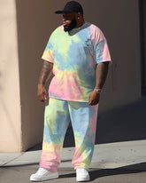 Casual Colorful Pad Dye Coconut Tree Print Men's Large Suit